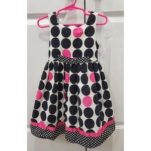 Girls 4T Polka Dot Spring Summer Dress Black Pink White Sleeveless Tulle Lining